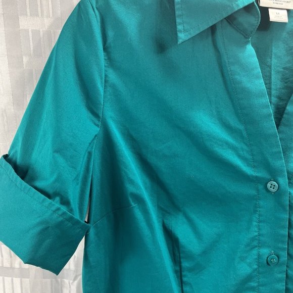 Worthington Shirt Womens Color Green Size MButton Up ShortSleeve Collared Casual - Picture 9 of 16